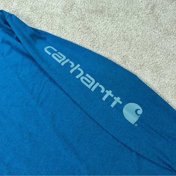 Carhartt Men’s K231 Original Fit Longsleeve Graphic Logo T-Shirt in Blue XL Tall - Picture 9 of 14